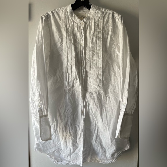 EUC NILI LOTAN TIAGO TUXEDO WHITE COTTON BUTTON FRONT BLOUSE LADIES SIZE LARGE - Picture 6 of 6